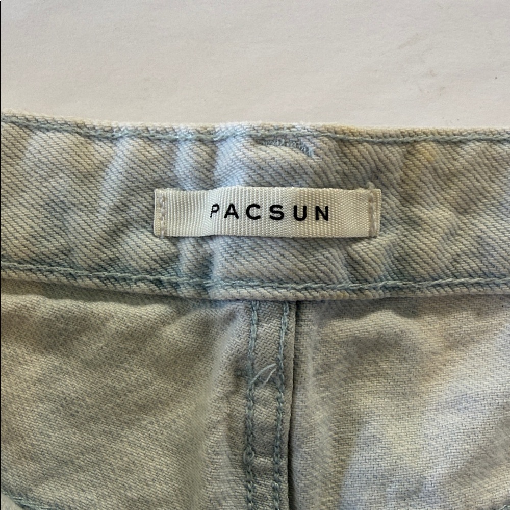 Pacsun Light Blue Distressed Denim Shorts High Rise Festival Size -26 - Picture 5 of 8